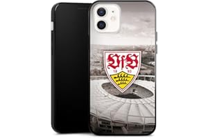 DeinDesign Slim Case extra dünn kompatibel mit Apple iPhone 12 Silikon Handyhülle schwarz Hülle VfB Stuttgart Offizielles Lizenzprodukt Stadion