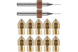 PChero 10pcs 0.4mm Imprimante 3D MK8 Extrudeuse Laiton Buse Têtes d'impression pour MK8 MakerBot RepRap Creality CR-10 Imprimantes 3D, Bonus 2pcs Nettoyage Forets