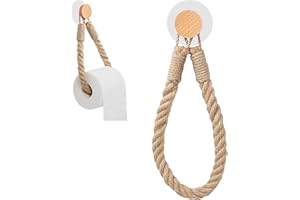 HAIERDIDI Soporte para papel higiénico con cuerda, soporte para papel higiénico, toallero, sin agujeros, de yute, vintage, con cuerda, autoadhesivo para baño, decoración de baño