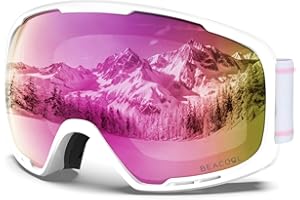 BEACOOL Ski Goggles, OTG Skiing Goggles For Women Men Youth Sphere Anti-Fog 100% UV400 Protection,Snow Glass Helmet Compatible