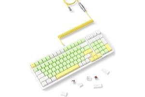 AJAZZ 96% mechaniczna klawiatura do gier Hot Swap z niestandardowym kablem USB C, 2.4G / BT5.1 / Wired 99 klawiszy, 4000mAh, białe podświetlenie z klawiszami PBT (przełącznik zielono-czerwony)