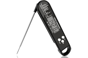 MEGAROOM Digital Meat Thermometer – Instant Read Food Thermometer for Auto On/Off, Foldable Meat Thermometer Probe, Suitable for Kitchen,Steak,BBQ,Bakery,Coffee,Beer,Milk,Jam,Cooking Food（Black）