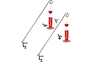 iBorn Däckkrok för fågelmatare utomhus hängande, kolibri matarhängare för däckräcke, ekorrsäker herdekrok, roterbar för påfyllning, massiv tråd av smidesjärn, 100 cm, paket med 2