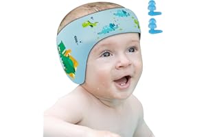 FUNYORD Bandeau de Piscine pour Oreilles d'Enfant, Bandeau Élastique en Néoprène avec Bouchons d'Oreille pour la Natation et Autres Sports Nautiques (Bleu, M)