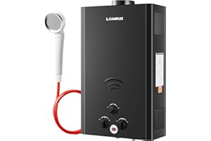 CAMPLUX Gas Water Heater 20 litres, Instant LPG Water Heater for Garden Shower, RV, Tiny House, ECO/Full Mode, BW Series BW528B