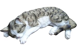 ‎FACHHANDEL PLUS Fachhandel Plus Dekofigur Katze schlafend Tierfigur Katzenfigur Deko für Innen und Außen Hauskatze Indoor Outdoor
