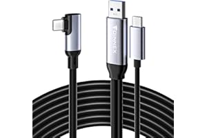 FOINNEX Kabel łączący 3 m, kompatybilny z Oculus Quest 2, akcesoria VR, kabel VR z oddzielnym kablem USB C 60 W, do ładowania VR zestawu słuchawkowego podczas gry, kabel USB 3.0 na USB C do komputera