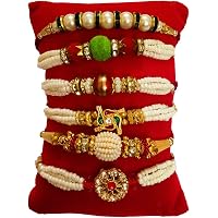 DMS RETAIL Rakhi for Brother with Roli Chawal Set of 6 Rakhi Bhaiya Bhabhi Rakshabandhan Rakhi Rakshabandhan Dora Rakhi Moli (Style-41-42-V-W-Z5-Z15)