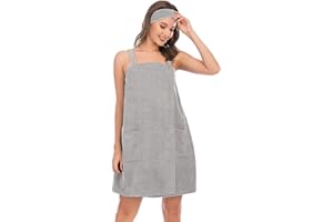 Verve Jelly Asciugamano da Bagno da Donna per Doccia termale Accappatoio Regolabile e Fascia per Il Viso con Tasca Comodo Abbigliamento da casa da Notte