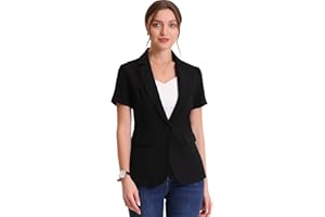 Allegra K Blazer à manches courtes pour femme 1 bouton Veste de costume de bureau