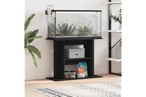 Rantry Aquariumständer Aquarien Schrank Aquarium Unterschrank mit viel Stauraum, Aquarium Tisch mit Stabiler Oberplatte, für Sicheren Stand Schwarz 80x35x60 cm Holzwerkstoff