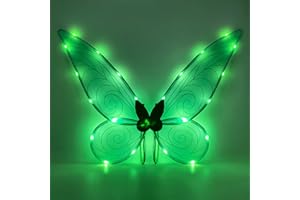 YODITI Alas de Hada Brillantes para Niños, Alas de Hada Brillantes LED para Adultos Alas Mariposa Disfraz de Cosplay, Mundo Mágico Vestido Fantasía para Fiestas con Tirantes Elásticos Accesorios Carnaval