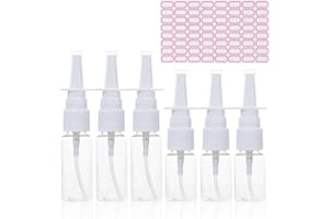 MEMOFYND Lot de 6 flacons vaporisateurs nasaux 10 ml, 20 ml, avec 64 étiquettes, vaporisateur d'allaitement, nébuliseur, bouteille cosmétique pour solution saline, huile essentielle, lotion, etc.