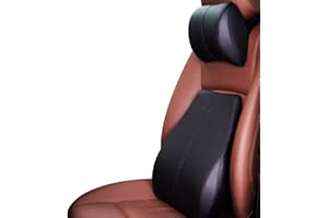 ‎ERGOCAR Ergocar Memory-Schaum Nackenkissen & Lendenkissen PU-Leder Rückenstützkissen Zur Rückenentlastung für Zuhause Büro Auto und Reise (Schwarz, Nackenkissen+Lendenkissen)