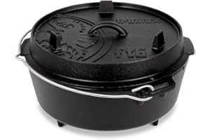 ‎PETROMAX Petromax Feuertopf ft6 - Dutch Oven aus Gusseisen für Kochen und Backen - mit Deckel, Henkel und Standfüßen - Gerichte für 4 bis 8 Personen - 5,5 l