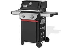 Weber Spirit E-210 barbecue a gas, 2 bruciatori, 51 x 46 cm superficie di cottura, griglia di mantenimento, termometro integrato, 2 ruote - Nero/Argento (1500835)
