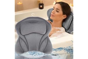 SHARHARGE Bath Pillow 4D Luxury Bath Spa Pillow Neck and Back Support, Bathtub Headrest Cushion Pillow Non-Slip with Suction Cups (A)