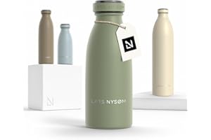 LARS NYSØM Borraccia Termica 350ml in Acciaio Inox | Bottiglia isolata 0.35 litro | Bottiglia d'Acqua a Tenuta stagna per Sport, Bicicletta, Cane, Bambino, (Sage Green, 350ml)