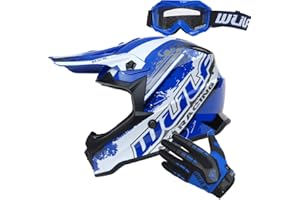 Wulfsport 2020 Off Road Pro Children Kids Motocross Helmet + Kids Attack Gloves + Goggles