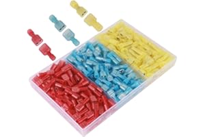 GTIWUNG 200Pcs Terminales de Crimpado, Terminal de Conector de Cable Completamente Aislado, Pala de Crimpado Macho & Hembra, Conectores Eléctricos, Terminales Faston, Conectores Macho de Espada