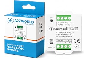 LED Push + RF dimmer 2,4 GHz, 5 V 12 V 24 V 10 A, Master Slave, NO-knapp, minne och synkroniserbar, kompakt 45 x 45 x 15 mm, infälld för låda 503, för enfärgad LED-remsa