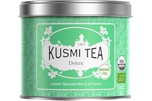Kusmi Tea - Detox Bio - 100% Biologico - Miscela di Tè Verde, Mate e Limone - Da Gustare Caldo o come Tè Freddo - Tè in Foglie Sfuse - Scatola da 100g - Quantità per circa 50 tazze