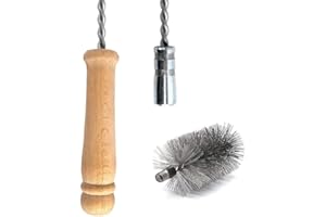 HOLZBRINK Push Rod Boiler Rod Flexible Wooden Handle M12 Length 80 cm + 50 mm Boiler Brush Boiler Brushes Stove Pipe Cleaning Brush