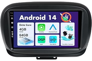 SXAUTO Android 14 bilradio för FIAT 500X (2014–2020) – Trådlös CarPlay Android Auto – – kamera + MIC – DAB rattkontrol
