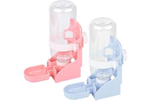 CHENKEE Kaninchen Automatischer Wasserspender, 2 Stück 500ml Hängend Haustier Wasserspender Haustier Trinkflasche für Hamster Kaninchen Chinchilla Igel Eichhörnchen Kleintiere (Weiß, Rosa, 20,5 * 15 * 8,3cm)