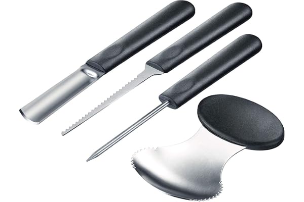 Westmark Halloween Pumpa-dekorationsset, 4 delar, Inklusive skärmallar, Rostfritt stål/plast, Svart/Silver, 51282260