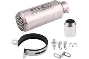 Akozon Motorcycle exhaust pipe, 51mm stainless steel universal motorcycle tailpipe end piece silver universal cessories