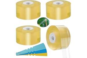 Shinybox Pfropfband, 4 Stück Veredelungsband mit 30 Etiketten, Pfropfband Pflanze, Veredelungstape Dehnbares und Transparentes Band, Garten Baumschulen Band für Obstbäume Pflanzen Reparatur Graft