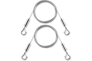 RIXOTIX 2 fune metallica regolabile, corda in acciaio inox, 2 m, corda in acciaio inox, con fiocco e ganci, per appendere foto, tende, lampadine, cornici, vestiti