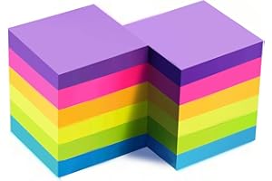 SHIDUO (12 Pack) Sticky Notes,6 Colors Self Sticky Notes Pad,Bright Post Stickies Colorful Super Sticky Notes for Office,Home,School, Meeting, 900 Sheets,51mm x 51mm