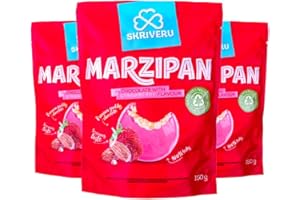 SKRIVERU Skrīveru Marzipan in White Chocolate with Strawberry Flavour (3 * 150g) – Gourmet Almond Confection, Smooth & Fruity Indulgence with Premium Ingredients (3)