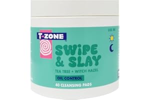 T-Zone Tea Tree & Witch Hazel Biodegradable Cleansing Pads (40 Pads) - Instantly Remove Dirt, Oil & Makeup, Unclogs Pores, Promotes Clearer Skin & Kinder to Planet
