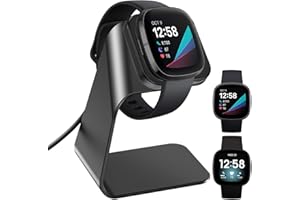 KIMILAR Charger compatible with Fitbit Sense, Sense 2, Fitbit Versa 3, Versa 4, Exclusive Desktop Stand Charger Dock for Sense/Sense 2 / Versa 4 / Versa 3, Black