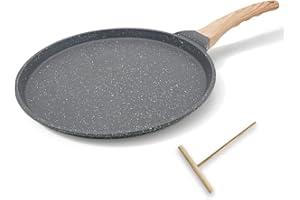 Bobikuke Padella per Crepes Ø25cm, Crepiera con Distributore di Impasti, Rivestimento Antiaderente - Black