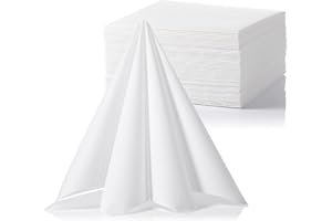 MORGIANA 100 PCS Linen Feel Disposable Paper Napkins Luxury Large White Disposable Napkins Perfect for Wedding Restaurant Party Birthday Dinner 40cm x 40cm (White)