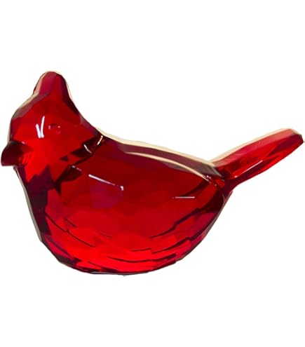 Crackle Glass Cardinal Lamp – Battery-Operated LED Table Light, Red Bird Decor For Christmas & Home - View #11