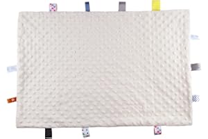 SHDGFB Tag-Sensorikdecke für Erwachsene mit Demenz, Sicherheitsdecken, weiche Taggy-Decke aus Baumwolle und Plüsch mit Etiketten, Alzheimer-Produkte Busy Sensorikdecken 45 cm x 65 cm