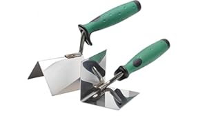 HJYDGJ Lot de 2 truelles d'angle - En acier inoxydable - Pour l'intérieur et l'extérieur - Avec spatule d'angle - Truelle de bord externe et intérieur - Poignée souple - Spatule d'angle