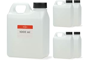 Octopus Lot de 5 jerricans vides 1 litre En plastique haute densité Pour aliments, huiles ou produits chimiques