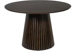 ‎MR. DEKO MR. DEKO runder Esstisch Barletta dunkle Eiche ca. 120x75 cm | Diningtable in Lamellenoptik | Dunkles Holz | runder Tisch für 4 Personen | Küchentisch | Holztisch in Dunkelbraun