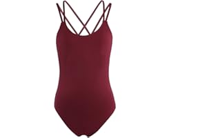 TiaoBug Femme Justaucorps de Danse Classique Ballet Léotard Body Patinage Gymnastique Combinaison à Bretelles Collant Bodysuit Sport Yoga Dancewear XS-XL