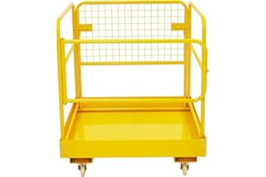 CHEINAUTO Forklift Safety Cage, 36"x36" inch Heavy Duty Collapsible Forklift Work Platform,1200LBS Capacity with 4 Universal Wheels, for Most Aerial Jobs