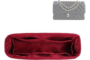 DGAZ Soie Organisateur de sac à main pour Chanel CF Classic Flap, Organisateur de sac à main soyeux et lisse, Organisateur de sac à main et de fourre-tout de luxe (Jumbo 30, Rouge Vineux)