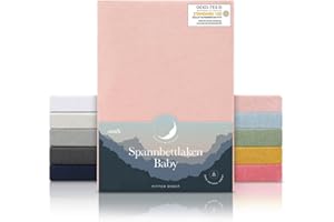 Laleni Jersey 2er-Set Spannbettlaken Beistellbett und Wiege 55x90 cm - Oeko-Tex Zertifiziert, 100% Baumwolle, atmungsaktives Spannbetttuch für Baby, 135 g/m², Rosa