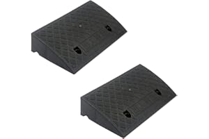 POMUROM Rampa per Marciapiede, 2 Pezzi Rampa Portatile per Auto, Rampa in Plastica Antiscivolo, Rampa di Soglia Robusto per Sedia a Rotelle Auto Moto Bici Porte Scooter Marciapiedi Garage Capannoni, 50x22x5cm