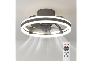 BKZO 50cm Ceiling Fans with Lights and Remote, Ceiling Fan with lamp, 6 Ventilation speeds, infinitely dimmable Light for Living Room, Bedroom, Office, 3000-5500K